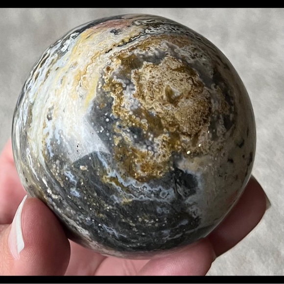 Ocean Jasper Sphere w/ Druzy Pockets - Picture 10 of 10